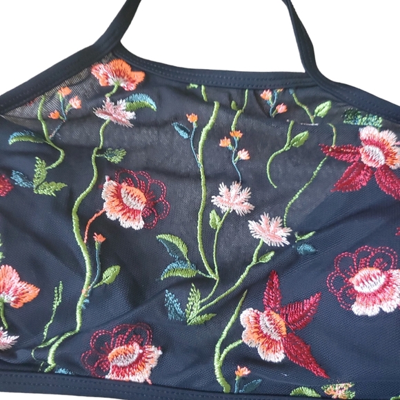 Xhilaration Embroidered Mesh High Neck Bikini Top. size XS. - Picture 3 of 5